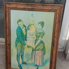 framed advertising Alderdice & Duncan ,newery ireland irish whiskey, few marks on picture,sold as seen ,nice in any home bar or man cave pub restaurant etc,,cme from closed down pub, abit faded etc ,see pictures for condition, sold as seen