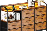 Chest of Drawers Bedroom, 8 Fabric Drawers, 110x30x88cm, Retro Color