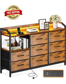 Chest of Drawers Bedroom, 8 Fabric Drawers, 110x30x88cm, Retro Color