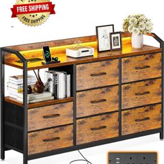 Chest of Drawers Bedroom, 8 Fabric Drawers, 110x30x88cm, Retro Color