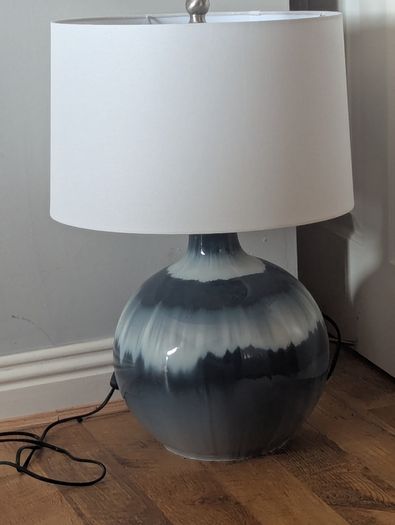 navy and white lamp only used for a few weeks