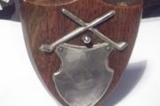 a small antique silver  golf plaque
