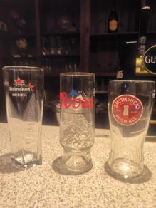 pint glasses and half pint glasses