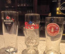 pint glasses and half pint glasses