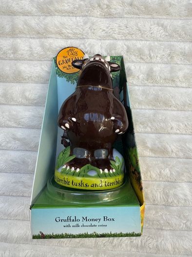 Gruffalo Money Box with chocolate coins Damaged Box Chocolate expired AUG 2015 Please see photos