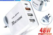 CELBRO QC 3.0 &amp; PD/QC4.0 USB 4 Ports Wall Fast Charger 48W [3 Power Plugs (US/EU/UK)] (Brand New/Warranty)