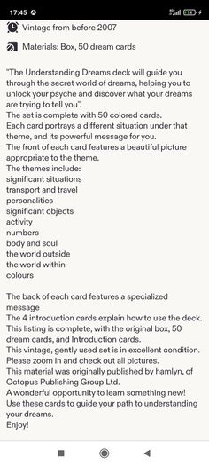 Understanding dreams cards