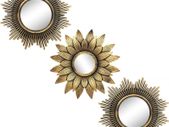 Small Round Decor Wall Mirrors Set of 3 Home Accessories for Bedroom, Living Room & Dinning Room (BM013)