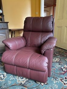 PRICE REDUCTION - Genuine Leather Burgundy Reclining Armchair