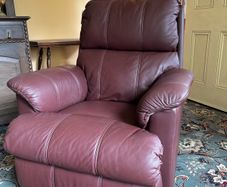 PRICE REDUCTION - Genuine Leather Burgundy Reclining Armchair