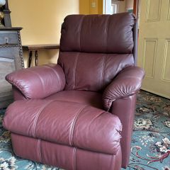 PRICE REDUCTION - Genuine Leather Burgundy Reclining Armchair