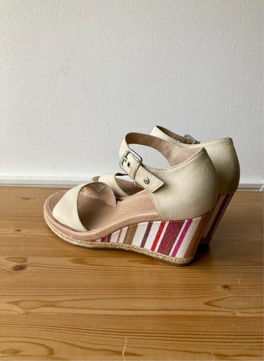 Ugg Atasha striped wedge heeled cream leather sandals