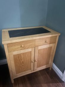 solid wood and granite dresser/ storage