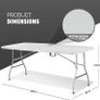 6ft Folding Table with White Rattan Patterned Top,180x70x74cm  Sturdy Metal Frame, Waterproof, Portable & Easy Assembly Ideal for Parties, BBQs, Camping (White Rattan) Image 2