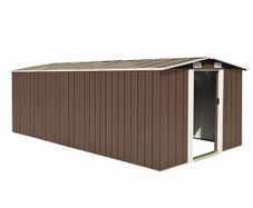 Garden Shed 257x489x181 cm Metal Brown
