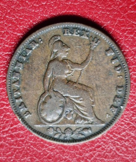 1837 Farthing William IV British copper coin