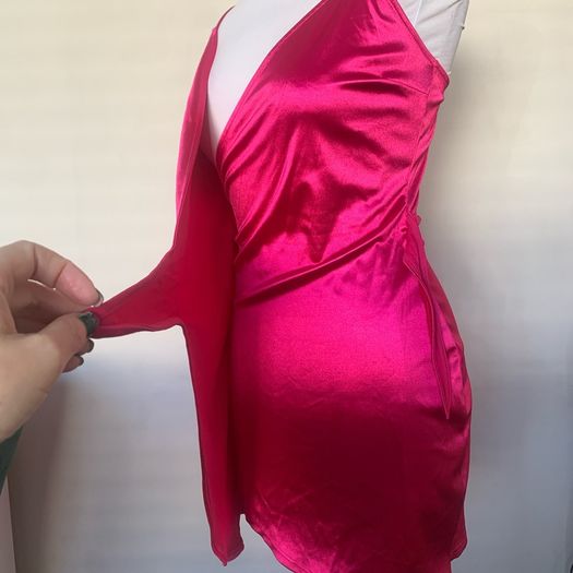 Pink satin mini dress. Size S