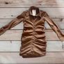 Zara Brown Ruched Shirt Dress Image 2