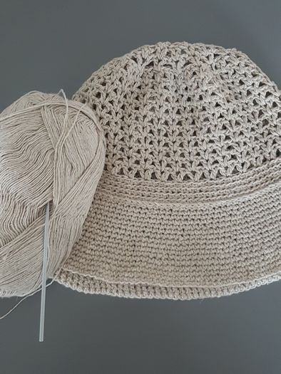 Crochet Hat For Women  Summer Cotton/Linen  Beige Hat