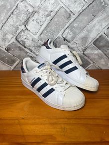 Adidas Superstar Ladies White Leather Trainers Floral Twist Stripes UK4 EUR36.5