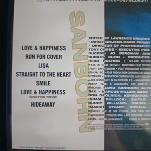 David Sanborn Love & Happiness dvd COBY-91286 NTSC region 2 Japan