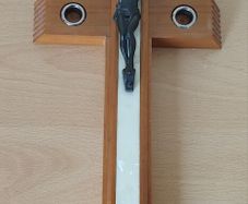 Vintage Italian made 'Last Rites' hardwood wall Crucifix 13" tall FREEPOST