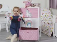 main image for ad Kids Unicorn Chest of Drawers Furniture Storage Chest for Kids, Bedroom, Nursery, Playroom, Clothes, Toy Storage - Steel Frame, Wood Top, 3 Fabric Bins