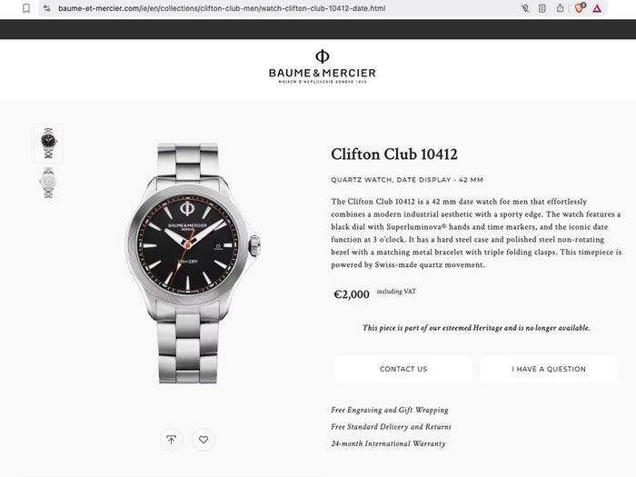 Brand-new Baume & Mercier watch Clifton Club 10412