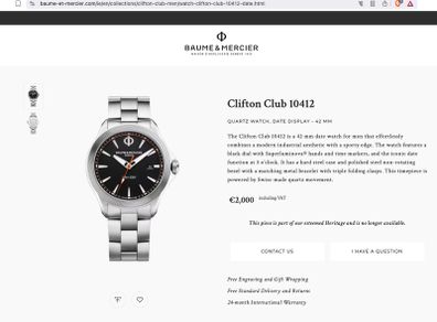 Brand-new Baume & Mercier watch Clifton Club 10412
