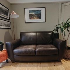 Brown leather couch