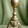 Antique Victorian Brass Fire Side Dogs - Lion Head Brass Fire Dogs Image 5