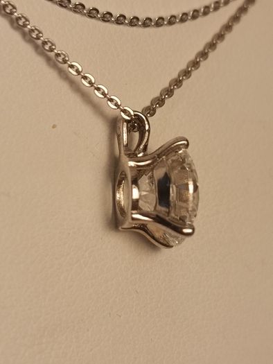 14ct White Gold 3ct Lab Diamond Solitaire Pendant and Chain.