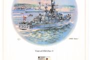 1980 Isle of Man Limited Edition Lithographed Print measuring 333mm X 257mm showing Visit of King Olav V to the Isle of Man 2-7 August 1979 Commemorative Stamp with First Day of Issue Cancel