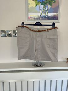 Ladies Beige Shorts with Brown Belt from Dunnes Stores