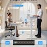 Electric Standing Desk, 120 x 54cm Height Adjustable Desk with 3 Drawers, RGB LED Strip & Charging Station for Home Office Computer Workstation, Computer Table with Monitor Stand, White Image 3