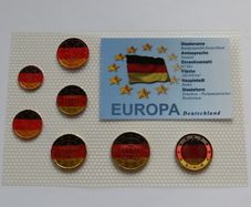Colorized German euro coins set national tricolour flag