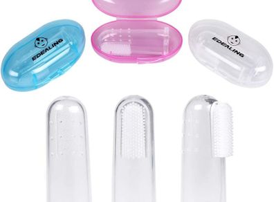 Soft Safe Baby Toothbrush Kids Silicone Finger Toothbrush Gum Brush Clear Massage Pack Of 3