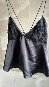 Zara Black Lace & Silk Top XL