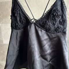Zara Black Lace & Silk Top XL