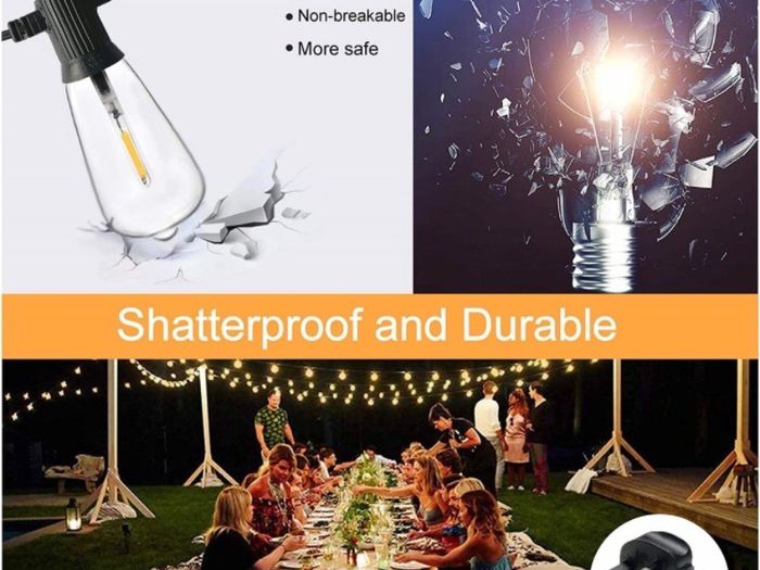 Outdoor LED String Lights Mains Powered, 25FT ST38 Garden String Lights, 12+1Pcs Vintage Bulbs(1 Spare), Waterproof IP65 Patio Festoon Lights for Backyard (25FT, 50FT AVAILABLE)