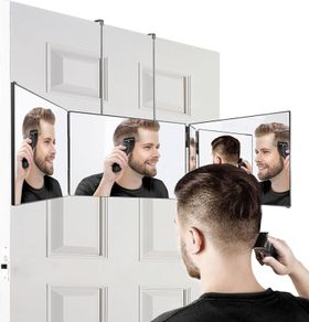 NEW SALE | 3 Way Mirror,360 Mirror Self Cut Hair,Adjustable & Foldable Portable Trifold Mirror with Height Retractable Hook