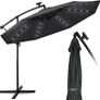 Aluminium LED Solar Cantilever Parasol, Diameter 300 cm, Sun Umbrella with Crank and On/Off Switch, Garden Parasol with UV Protection, Sun Shade with Stand, Market Umbrella, Waterproof Image 8