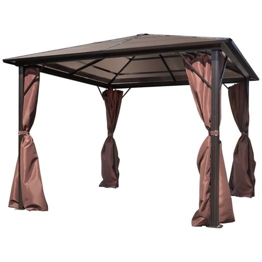 Gazebo with Curtain Brown Aluminium 300x300 cm