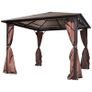 Gazebo with Curtain Brown Aluminium 300x300 cm Image 2
