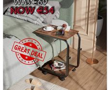 NEW SALE | Side Table Height Adjustable End Table Side Table 4 Wheels Sofa Bedroom Living Room Office, Small Coffee Table, Side Tables Small Spaces