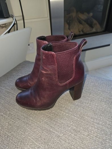 Clarks burgundy leather boots uk4
