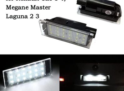 2Pcs Water Proof LED Rear License Plate Lamps Taillight Compatible with Renault Clio 3 4, Megane Master Laguna 2 3