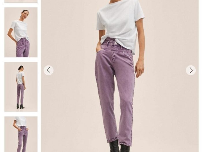 MANGO mauve high waisted frayed bottom jeans Sz 34 (Fit 8UK) - Bnwot Rrp 39.99