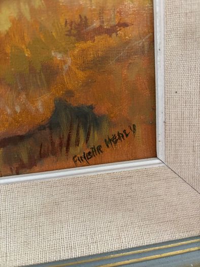 Vintage Framed Autumn Landscape Oil Painting on Board