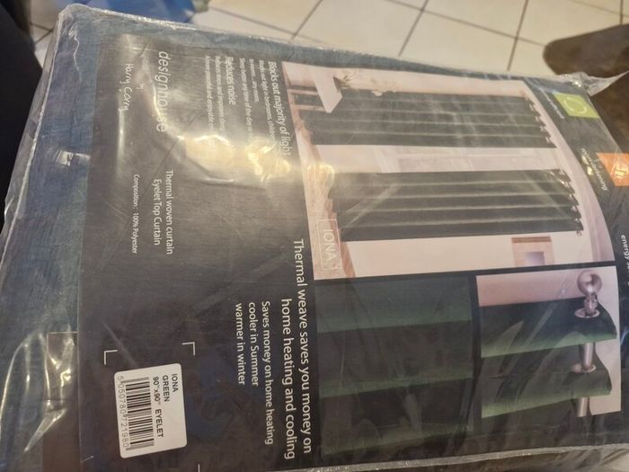 green curtains